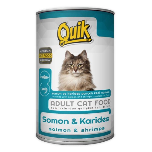 Quik Somon Ve Karidesli Yetişkin Kedi Konserve Maması 415gr - 1