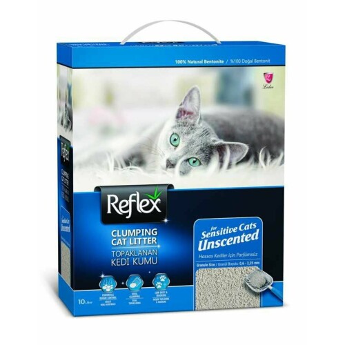 Reflex Hassas Kediler İçin Parfümsüz Topaklaşan Bentonit Kedi Kumu 10 L - 1