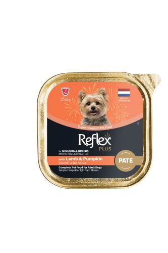 Reflex Plus Alu Tray Kuzu Etli ve Bal Kabaklı Pate Kıyılmış Küçük Irk Yetişkin Köpeler İçin Yaş Mama 85 Gr - 1