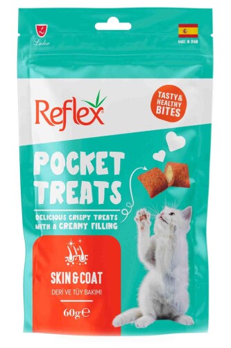 Reflex Pocket Treats Deri ve Tüy Bakımı Yetişkin Kedi Ödül Maması 60gr - 1