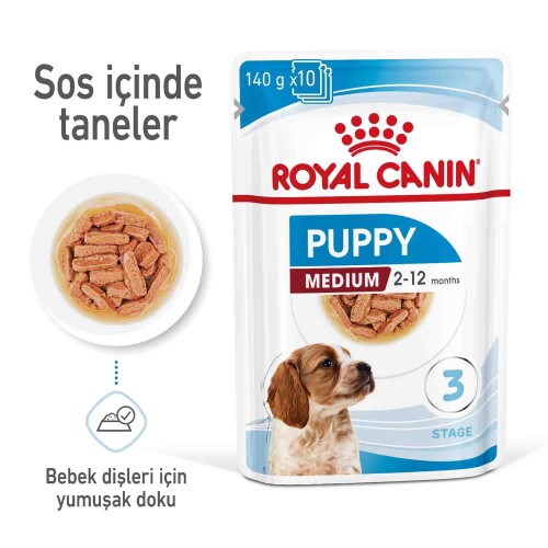 Royal Canin Medium Puppy Orta Irk Yavru Köpekler İçin Parça Etli Konserve Mama 140 Gr * 10 Adet - 2