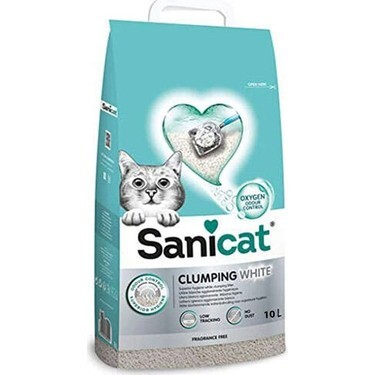 Sanicat Clumping White Cotton Fresh Oksijen Kontrol Emici Bentonit Kedi Kumu 10 L - 1