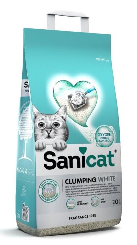 Sanicat Koku Kontrollü Topaklaşan Beyaz Tanecikli Kedi Kumu 20 L - 1