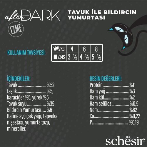 Schesir After Dark Pate Tavuk Etli ve Bıldırcın Yumurtalı Tahılsız Yetişkin Kedi Konservesi 80 Gr - 3