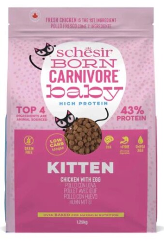 Schesir Born Carnivore Tahılsız Baby Tavuklu ve Yumurtalı Yavru Kedi Maması 1,25kg - 1