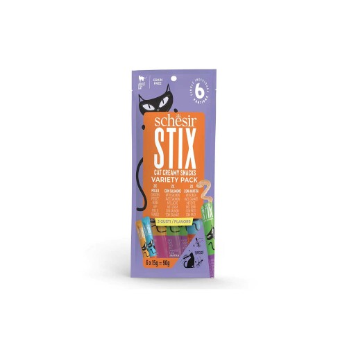 Schesir Cat Stix Tavuk, Somon Ve Ördekli Karışık Krema Kedi Ödülü 6x15gr - 1