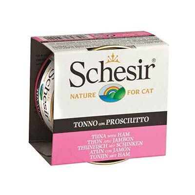 Schesir Jel Ton Balıklı ve Jambonlu Konserve Yetişkin Kedi Maması 85 G - 1