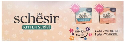 Schesir Tavuk Etli Ve Ton Balıklı Yavru Kedi Konserve Maması 85 Gr 6 al 5 Öde - 2