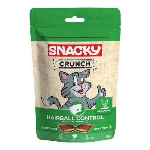 Snacky Crunchy Tavuklu Kedi Ödülü Hairball Control 60 gr - 1