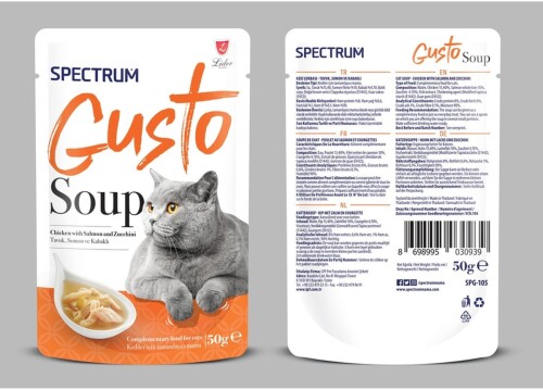 Spectrum Gusto Tavuklu Somon Balıklı ve Kabaklı Kedi Çorbası 50 G - 1