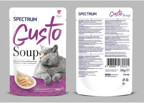 Spectrum Gusto Tavuklu Tatlı Patatesli ve Ton Balıklı Kedi Çorbası 50 G - 1