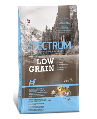 Spectrum Low Grain Somonlu & Hamsili Yaban Mersinli Mini Ve Küçül Irk Yetişkin Köpek Maması 2,5kg - 1