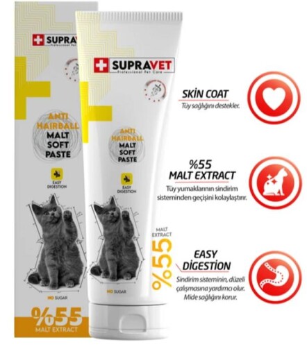 Supravet Anti Hairball Kediler için Malt Macun 30 G - 1