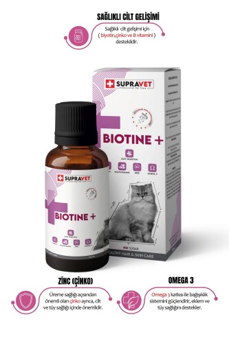 Supravet Plus +B For Cats Biotine Damla 100 ML + Zinc + Multi Vitamin ( Kediler Için Tüy Sağlığı Damlası ) - 1