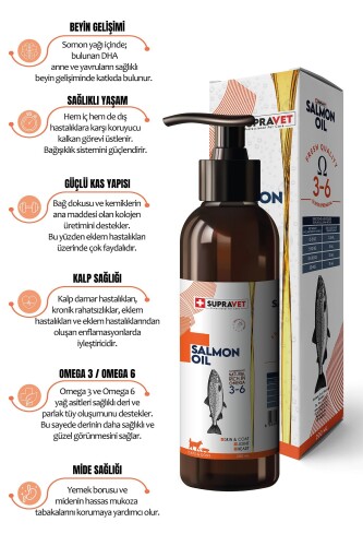 Supravet Salmon Oil Cats And Dogs 200 ML Doğal Kedi Köpek Norveç Somon Yağı - 1