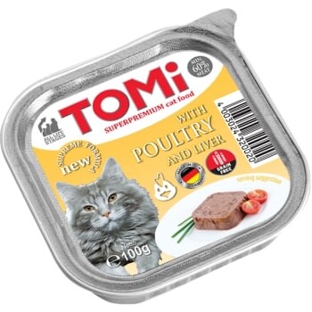 Tomi Kedi Kümes Hayvanı Ve Ciğerli Alüminyum Yaş Mama 100gr (pate) - 1