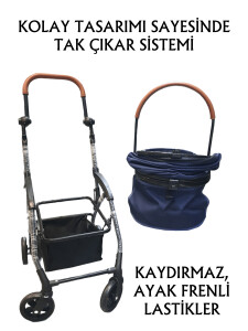 Tommy Evcil Hayvan Arabası 76,5x48x99cm Lacivert Max 15 Kg - 4