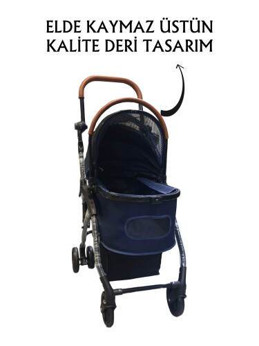 Tommy Evcil Hayvan Arabası 76,5x48x99cm Lacivert Max 15 Kg - 2