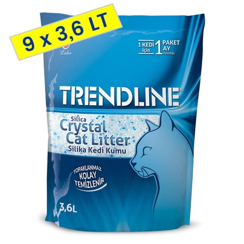 Trendline Süper Emici Tozsuz Silika Kristal Kedi Kumu 3.6 Lt 1,4 Kg (9 Adet) - 1