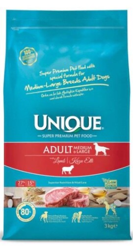 Unıque Medium Large Adult Kuzu Etli Yetişkin Köpek Maması 3 Kg - 1