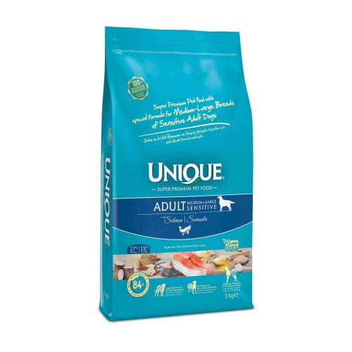 Unıque Medium Large Orta Ve Büyük Irk Somonlu Hamsili Yetişkin Köpek Maması 3 Kg - 1