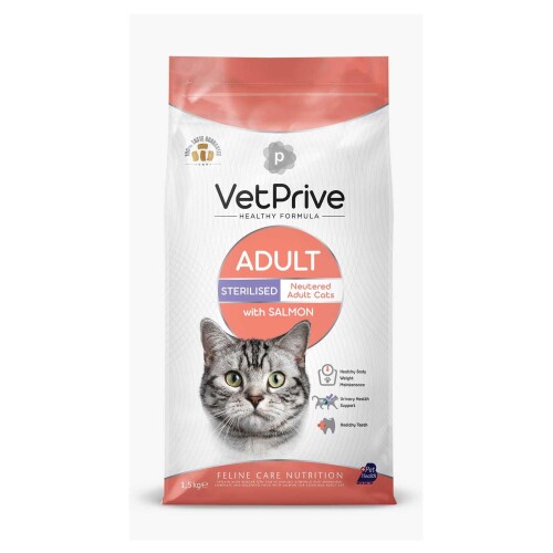 Vet Prive Sterilised Somonlu Kısırlaştırılmış Kedi Maması 1,5 Kg - 1