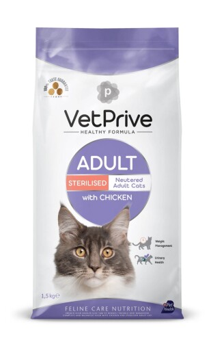 Vet Prive Sterilised Tavuklu Kısırlaştırılmış Kedi Maması 1,5 Kg - 1