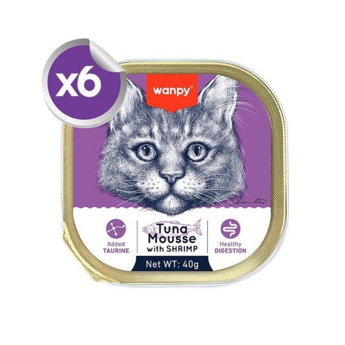 Wanpy Alutray Ton Balıklı ve Karidesli Pate Yetişkin Kedi Konservesi 6x40gr - 1