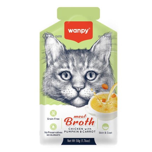 Wanpy Balkabağı Tavuk Havuçlu Etli Kedi Çorbası 50 Gr - 1