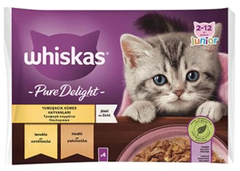 Whiskas Pouch Pure Delight Jöle Içinde Tavuklu Ve Hindili Yavru Kedi Konservesi 85 gr 4 lü - 1