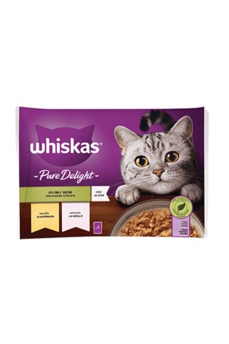 Whiskas Pouch Pure Delight Jöle Içinde Tavuklu Ve Somonlu Yetişkin Kedi Konservesi 85 gr 4 lü - 1